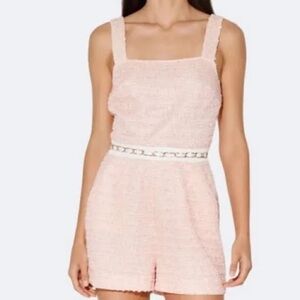 Walter Baker Paloma Tweed Romper Zip Back Pink Preppy 8 NEW $268